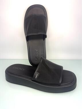 DKNY Orion Mesh Platform Slide Sandals Black Chunky Comfort Slides Womens 11